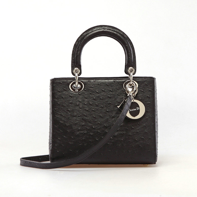 jumbo lady dior ostrich leather D053 black